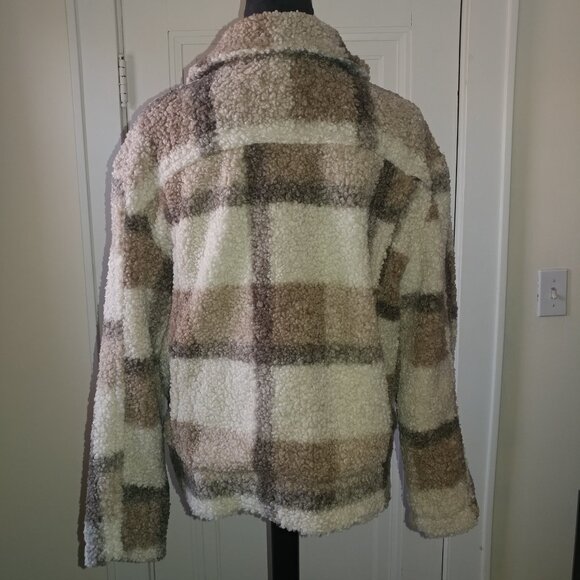 SHE + SKY: Brown & Cream Teddy Sherpa Jacket - Women's Size Large - Picture 6 of 8